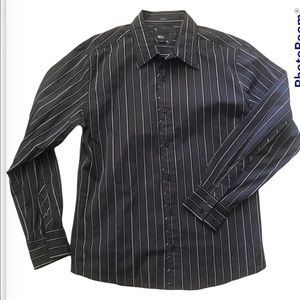 BKE gray navy dark  blue slim fit xl striped button up shirt